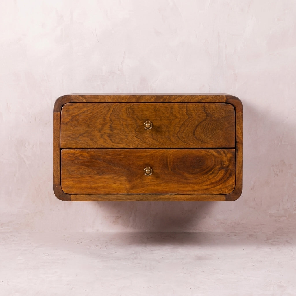 Floating Curved Chestnut nightstand