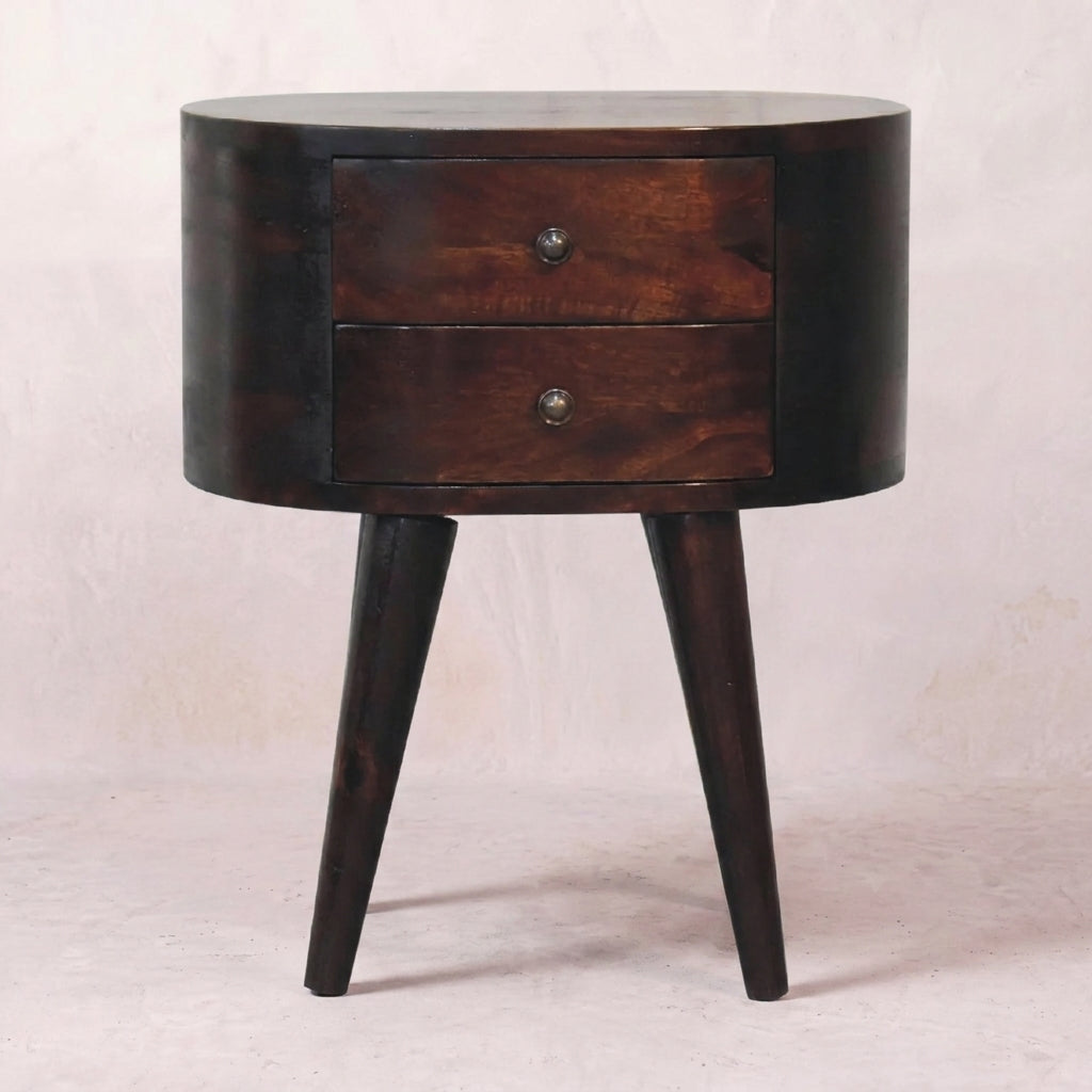 Light Walnut Rounded nightstand Table