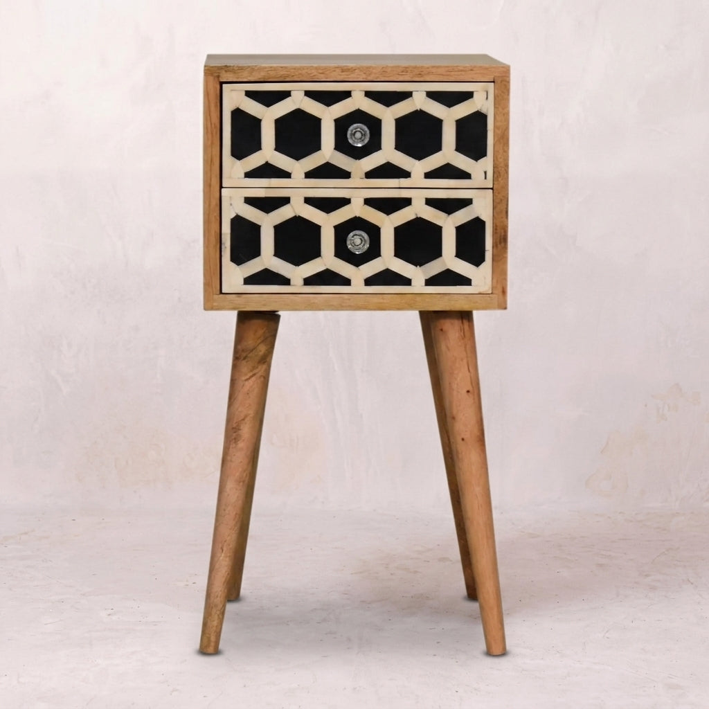 Mini Bone Inlay 2 Drawer Bedside