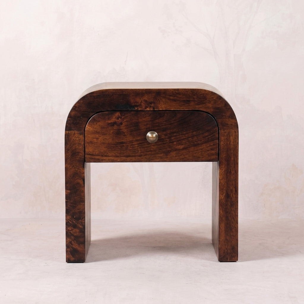 Solid Wood Walnut Arc Nightstand