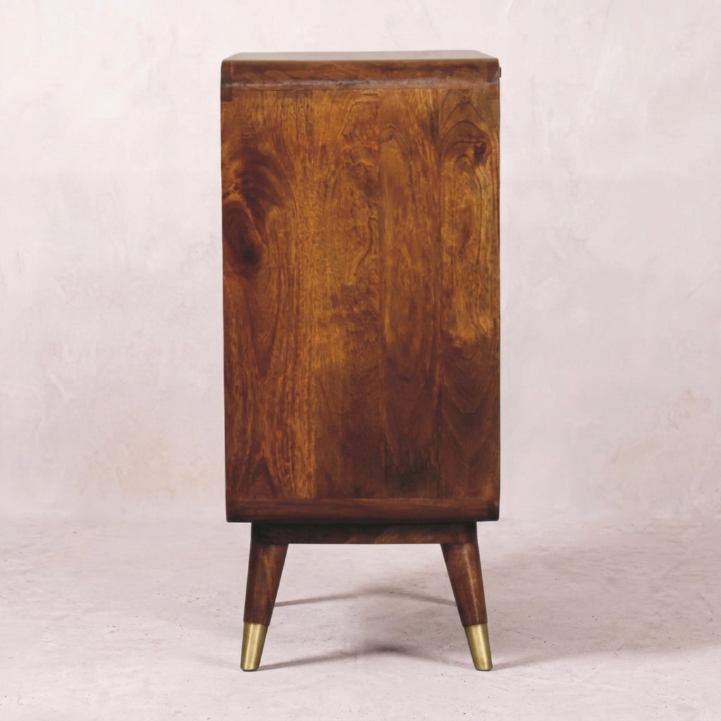 Avora Brass Embossed 2 Door Chestnut Cabinet