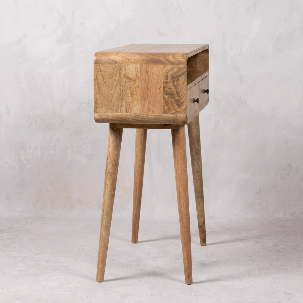 Curved Oak-ish Console Table