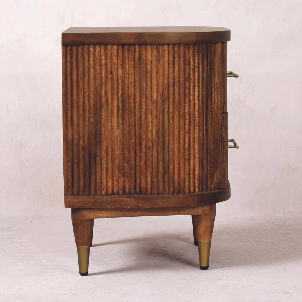 Ribbed Bedside with Brass Accents