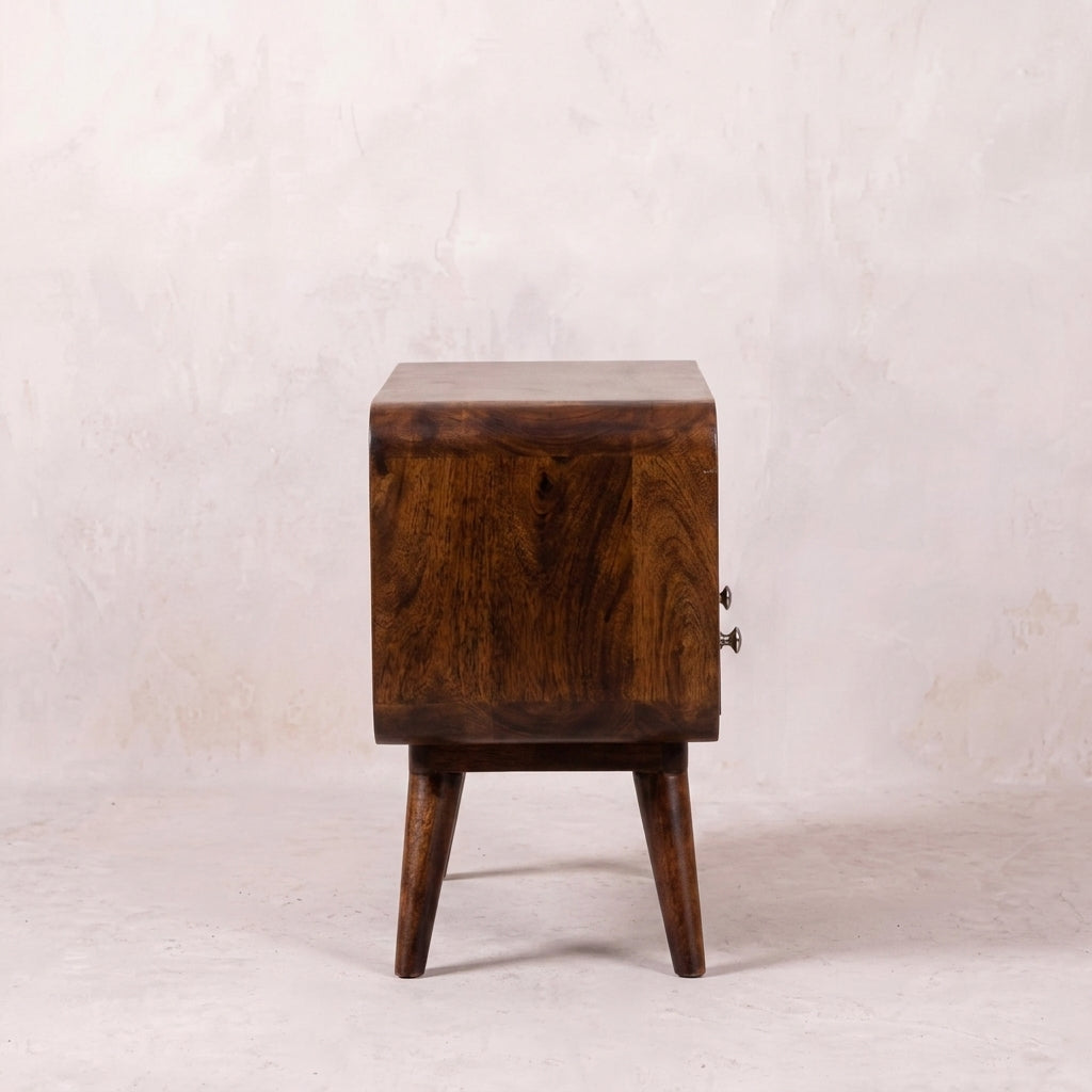 Mini Chestnut Curved Media Unit
