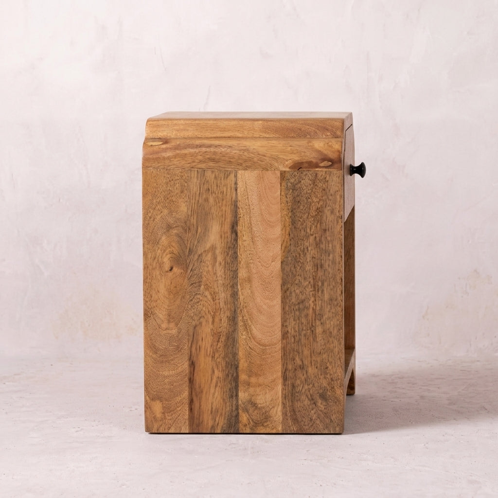 Solid Wood Mini Oak-ish Nightstand with a drawer and open shelf