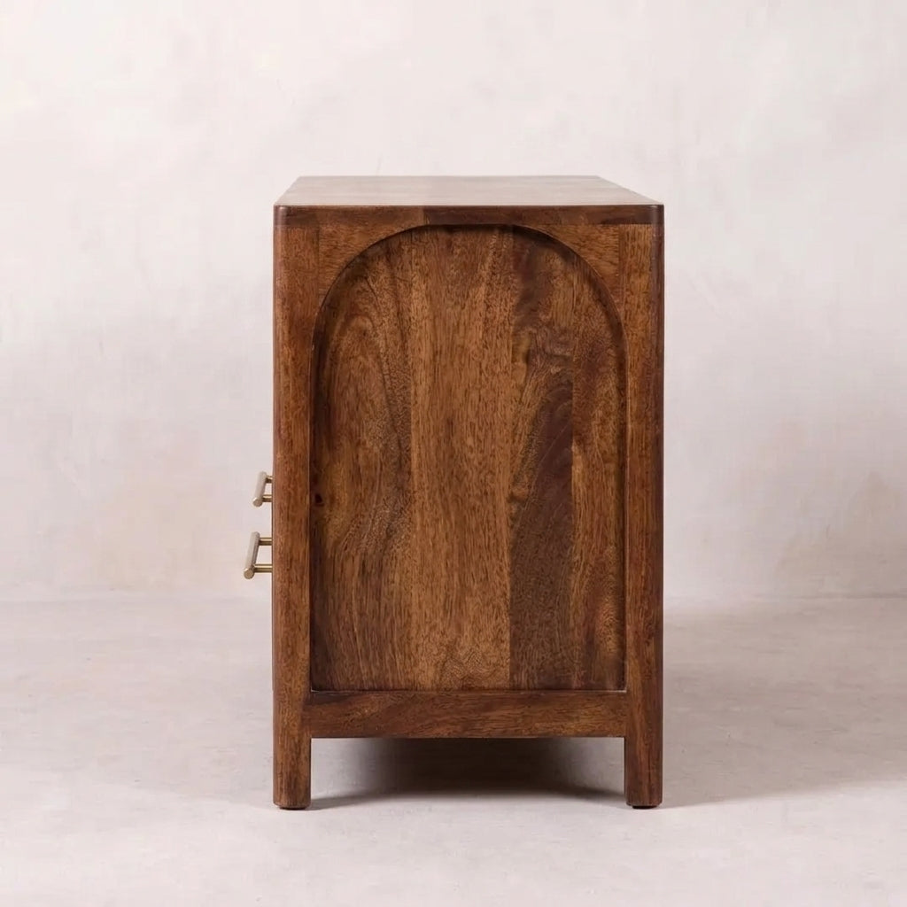 Almond Solid Wood Arc Media Console
