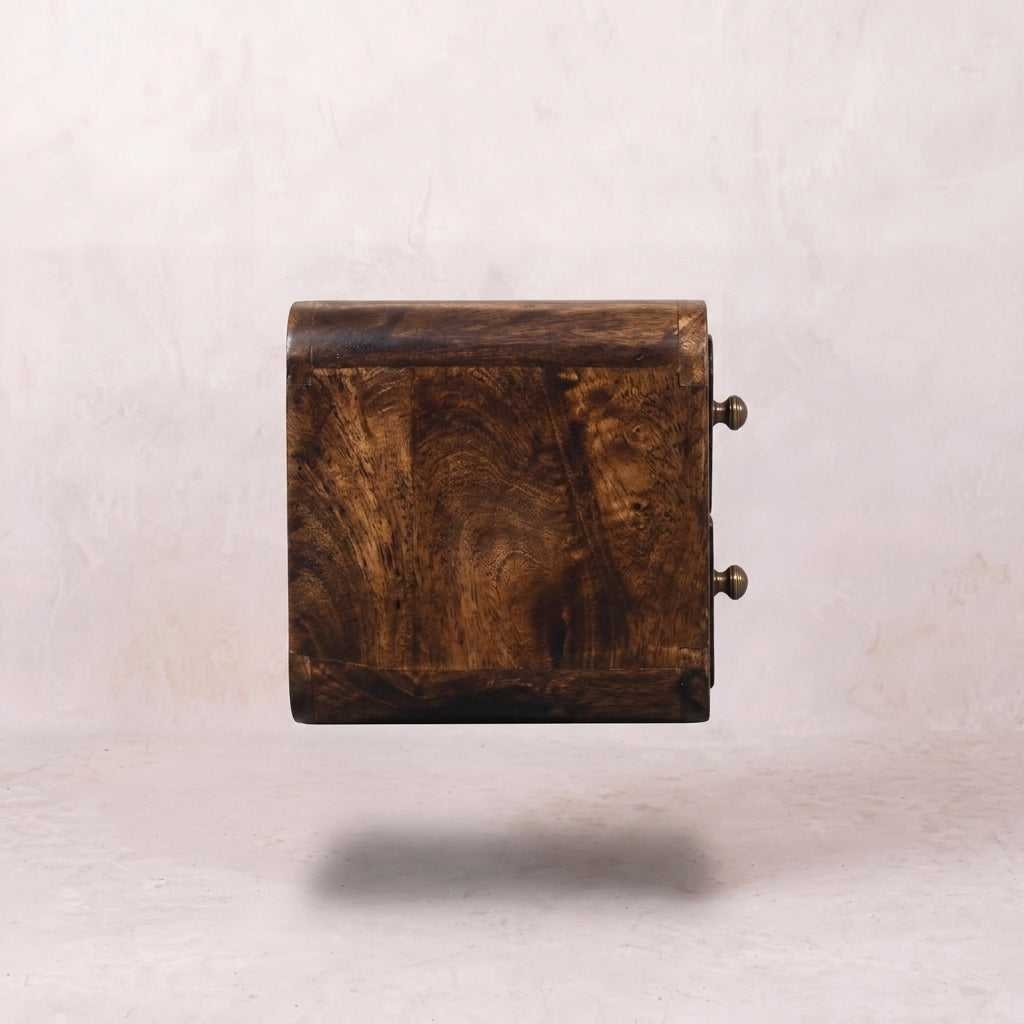 Mini Curved California Walnut Wall Mounted Bedside