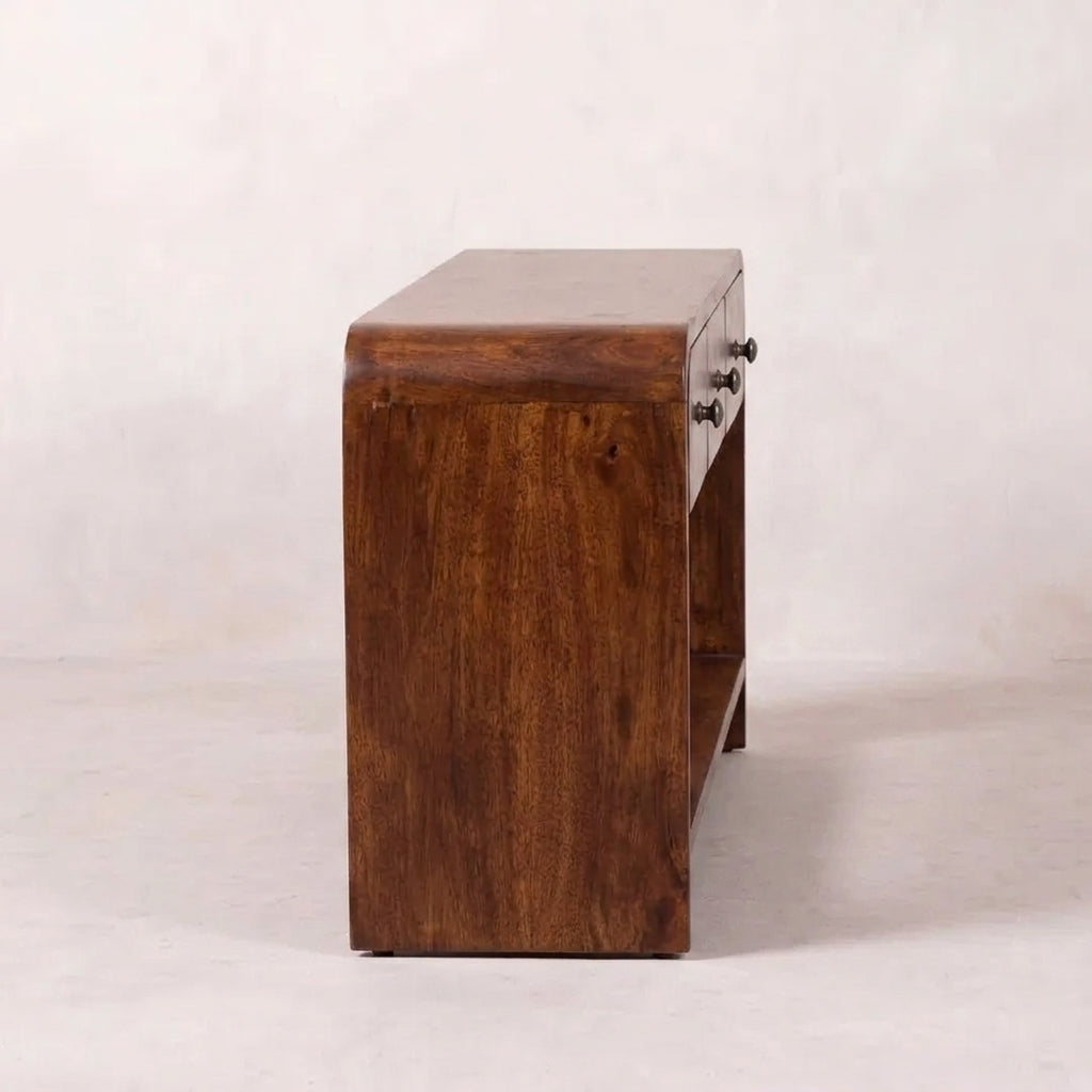 Solid Wood Chestnut Slim 3 Draw Media Unit