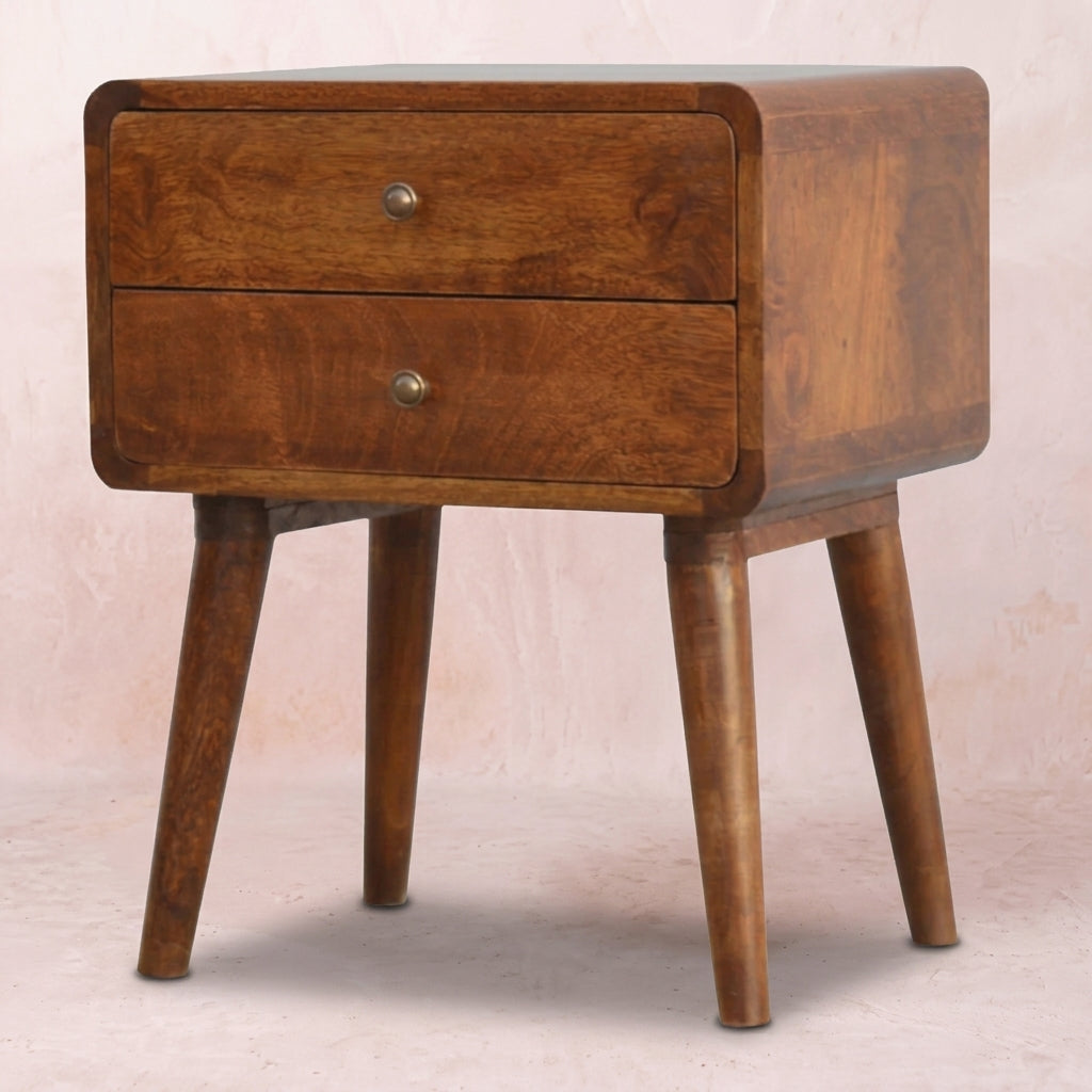 Curved Chestnut nightstand