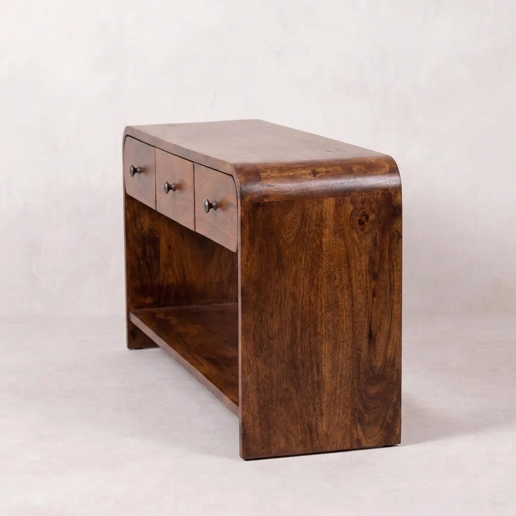 Solid Wood Chestnut Slim 3 Draw Media Unit