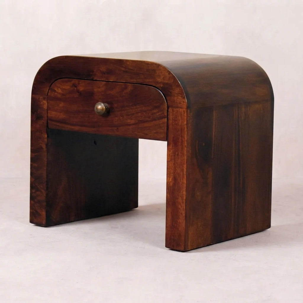 Solid Wood Walnut Arc Nightstand