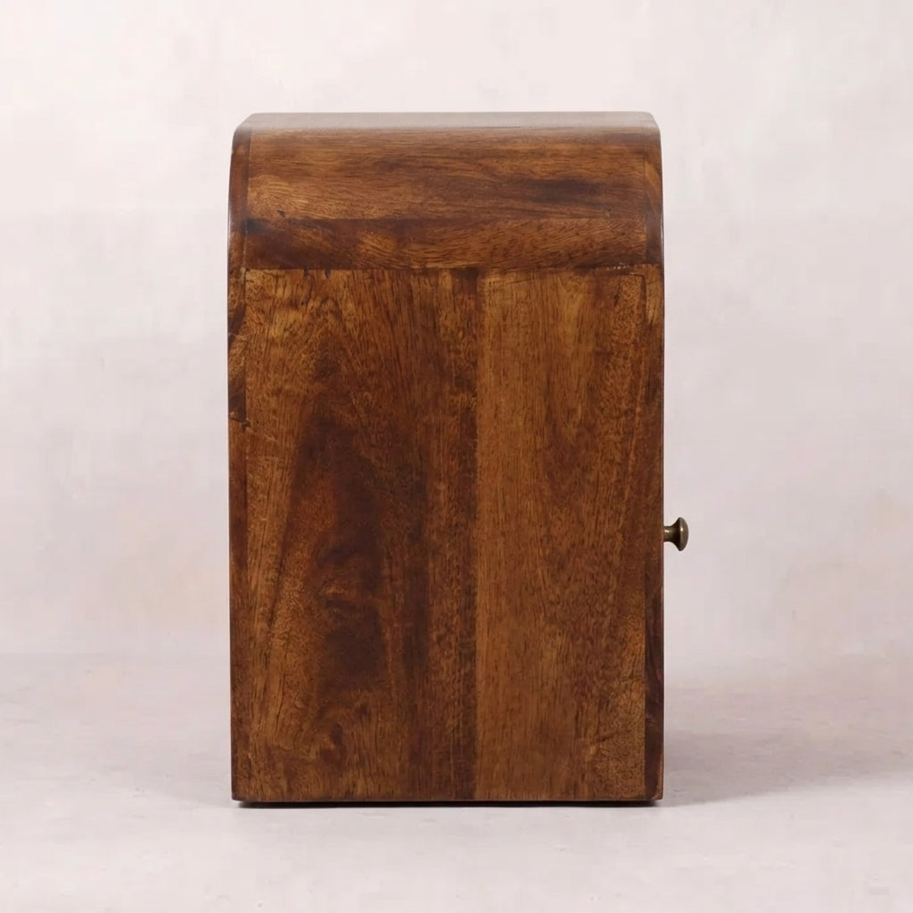 Solid Wood Chestnut Nightstand with Drawer and open shelf