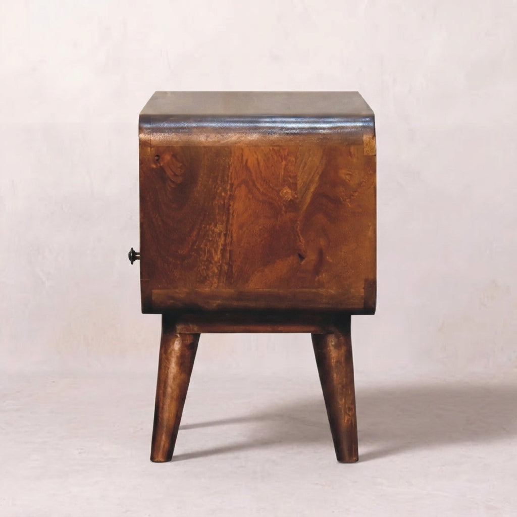 Mini Chestnut Curved Media Unit