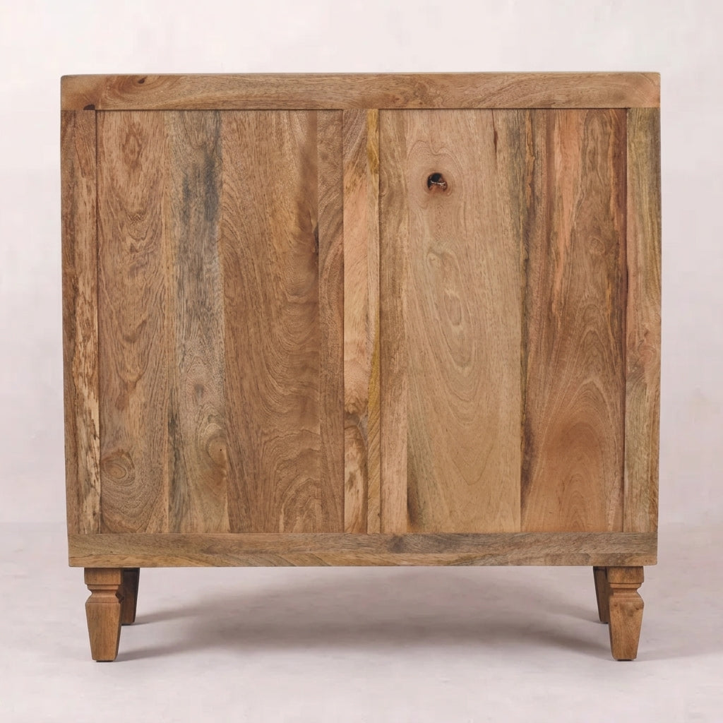 Solid Wood Golden Teak Carved Block Cabinet