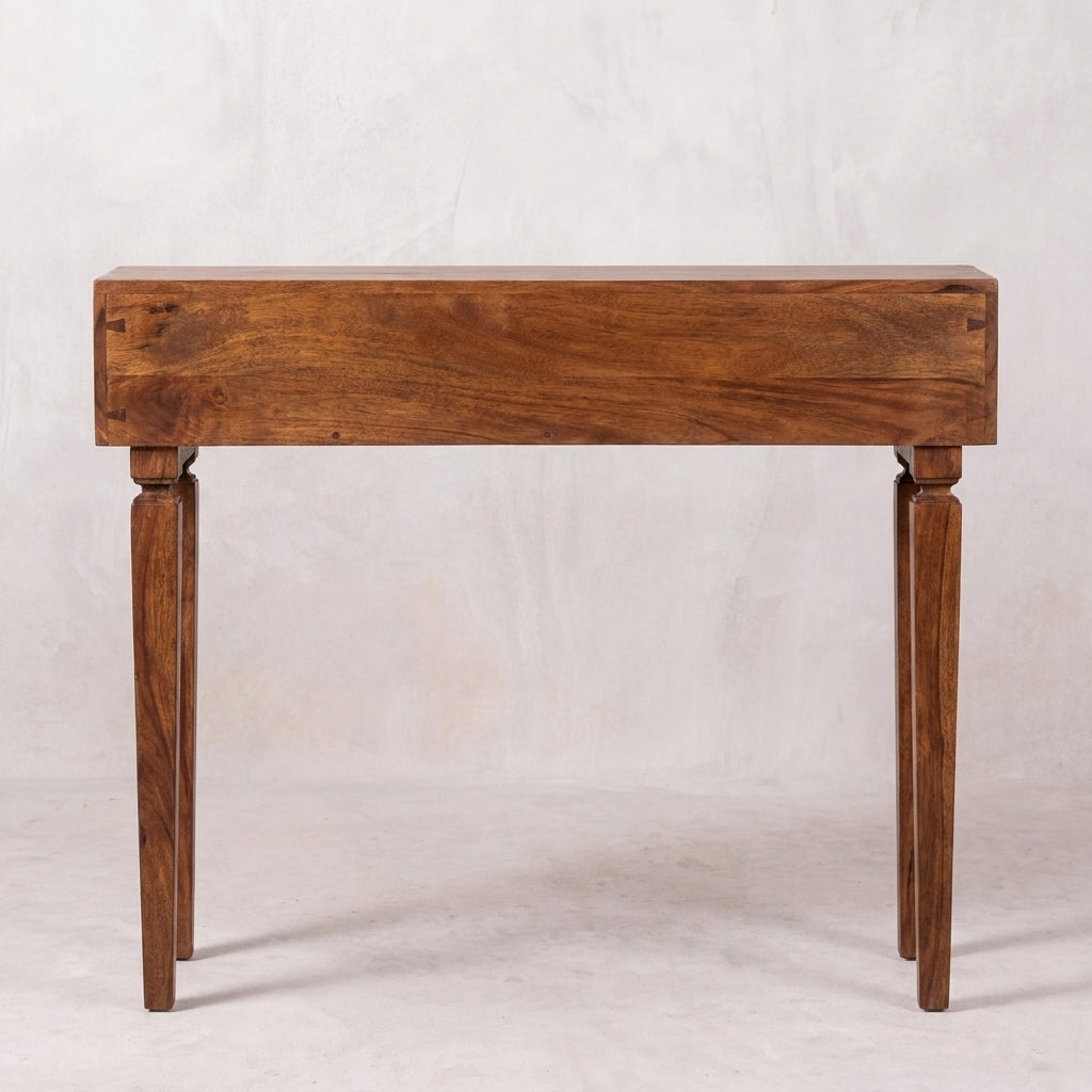 Solid Wood Chestnut Carved Console Table