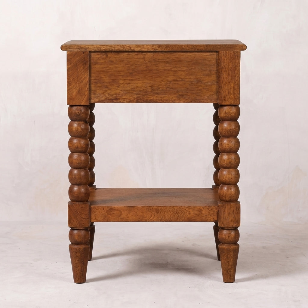 Solid Wood Amber Oak Nightstand Table