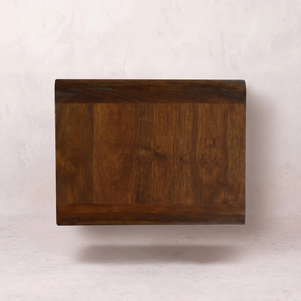 Floating Curved Chestnut nightstand