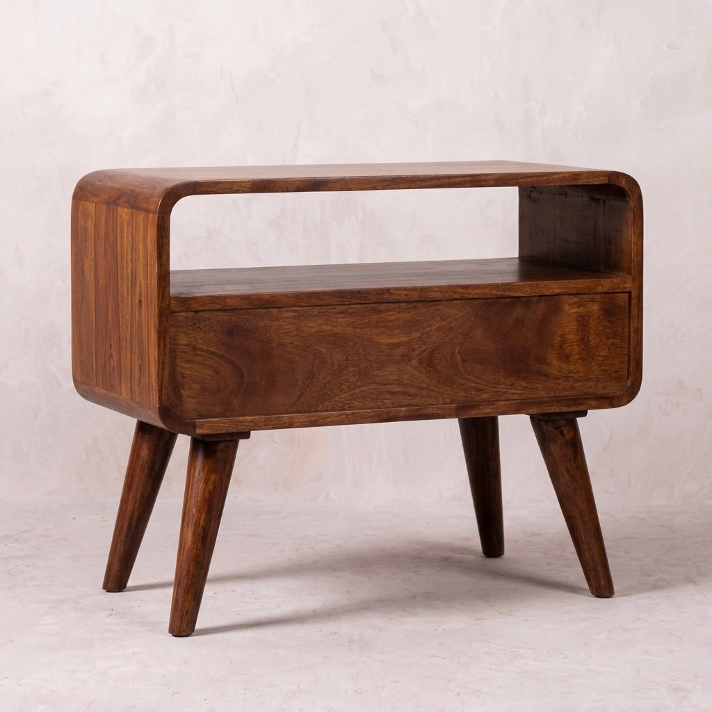 Mini Chestnut Curved Media Unit