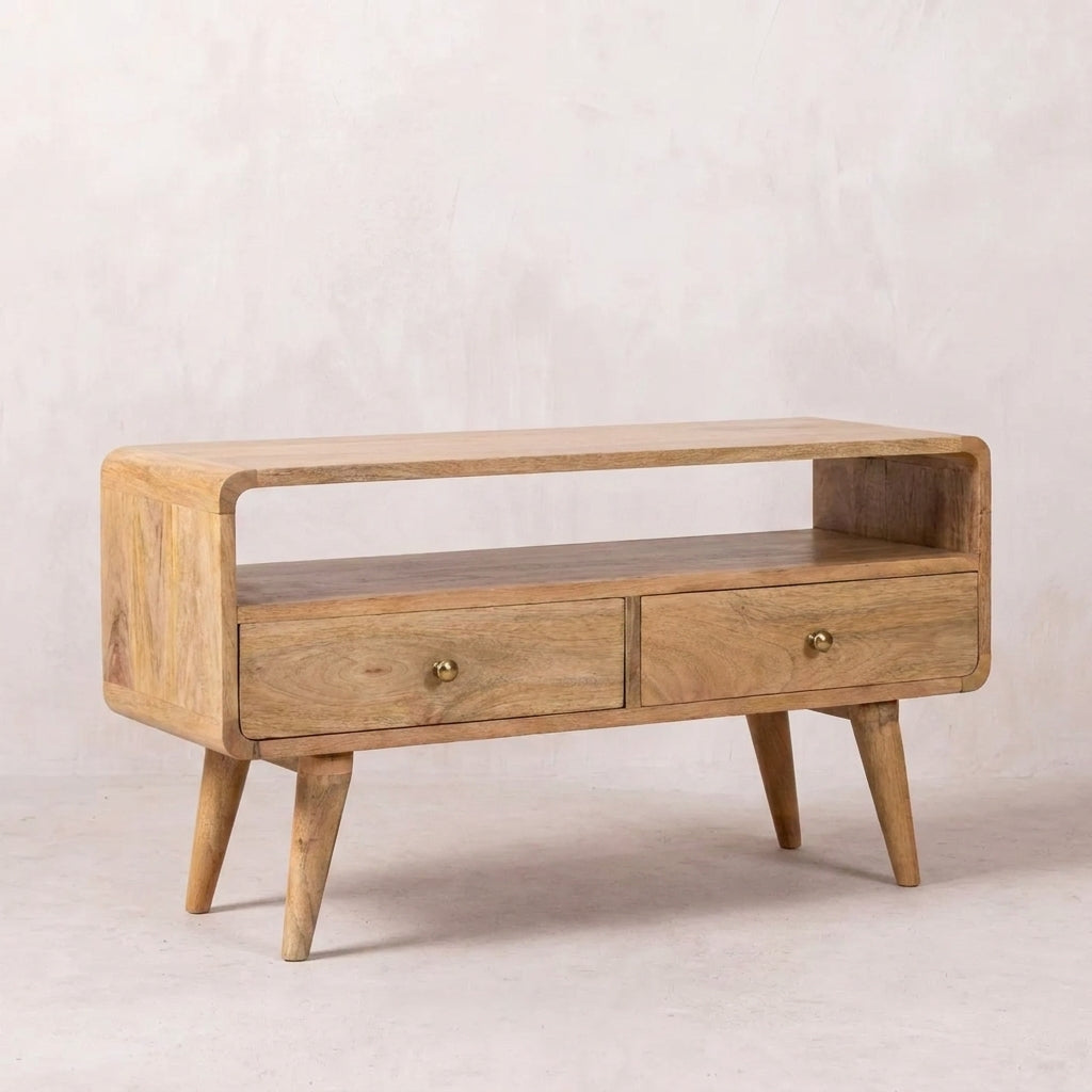 Curved Oak-ish Media Unit