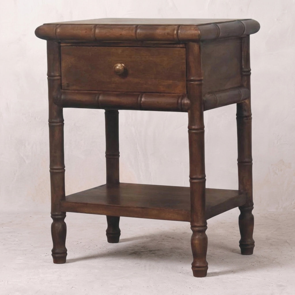 Bamboo Carved Bedside Table