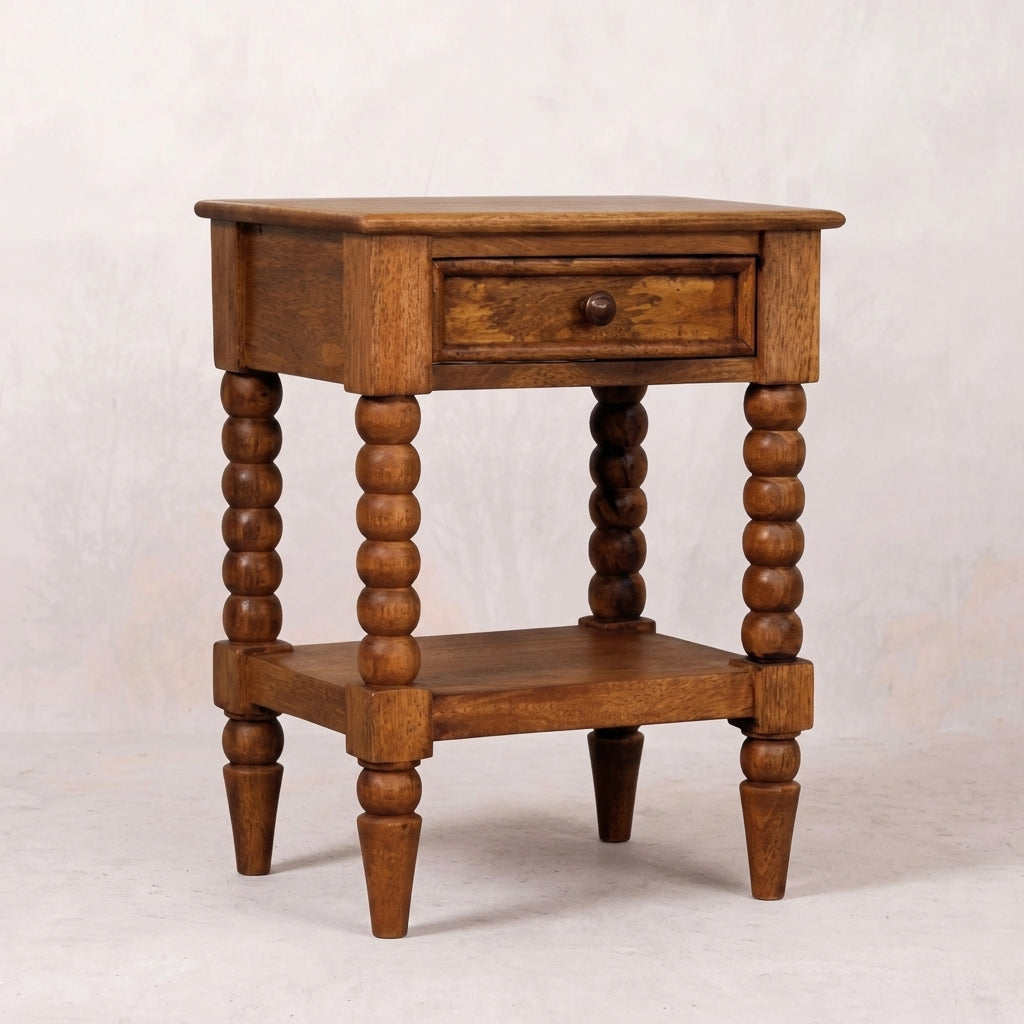 Solid Wood Amber Oak Nightstand Table