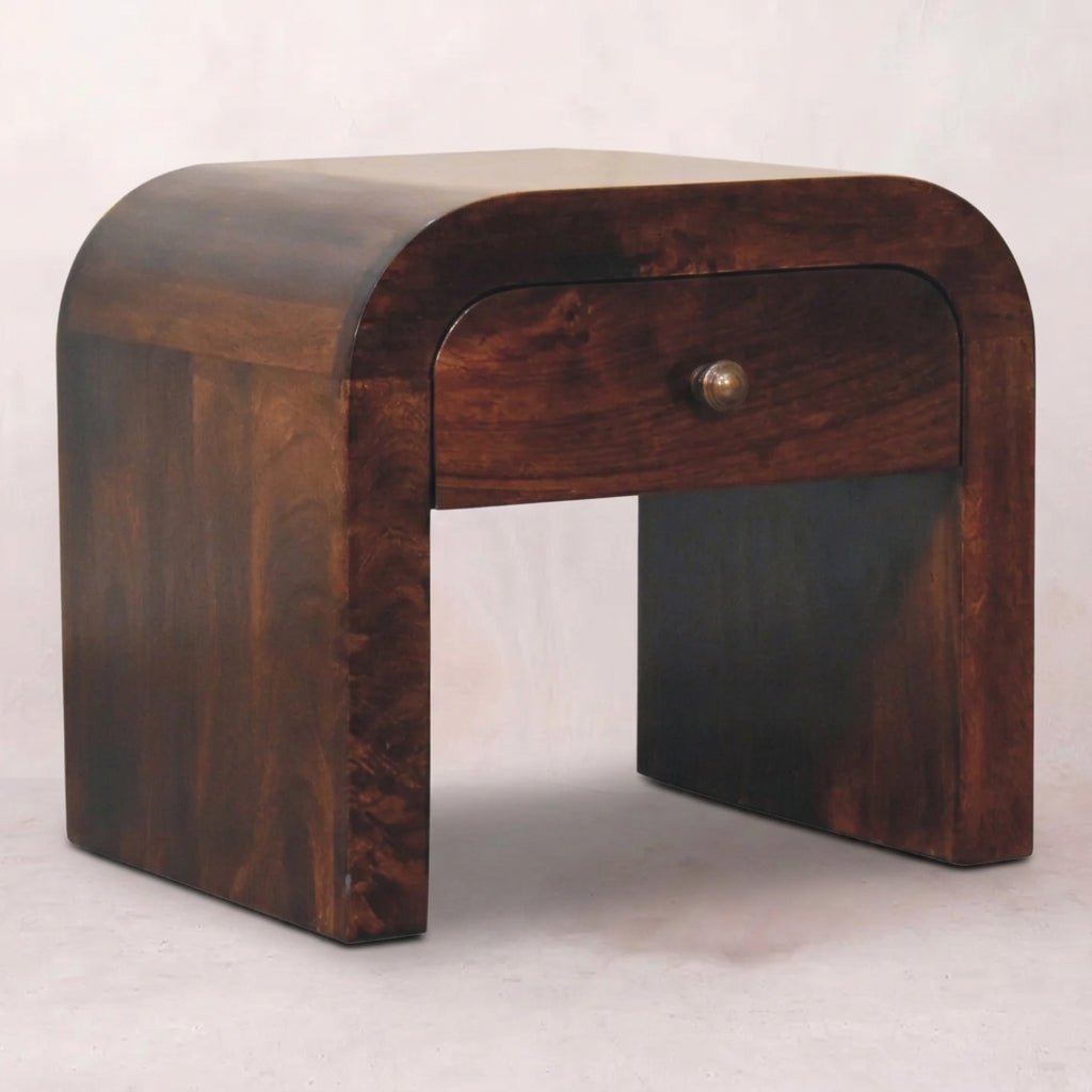 Solid Wood Walnut Arc Nightstand