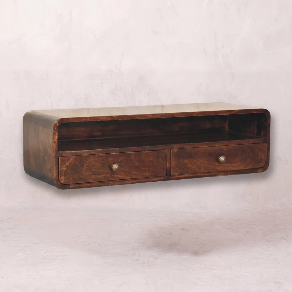 Floating California Walnut Open Console