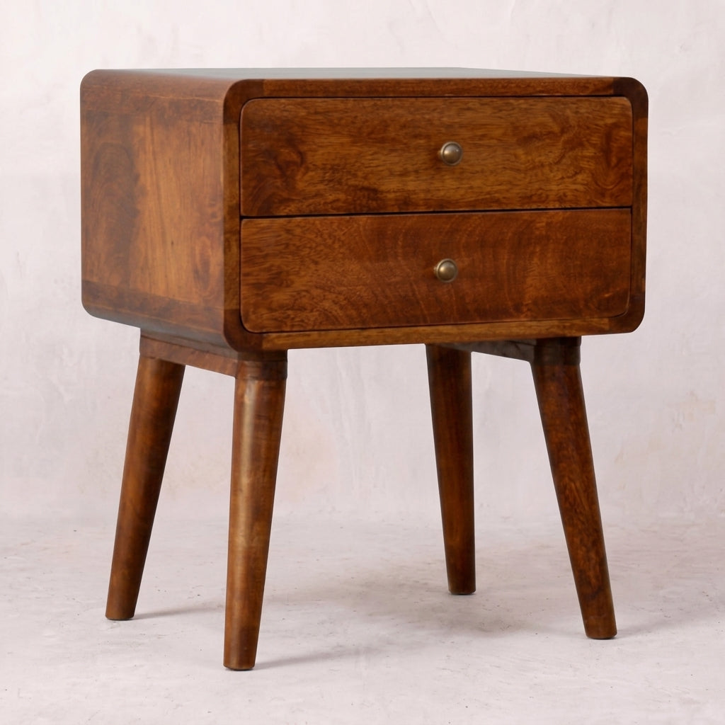 Curved Chestnut nightstand