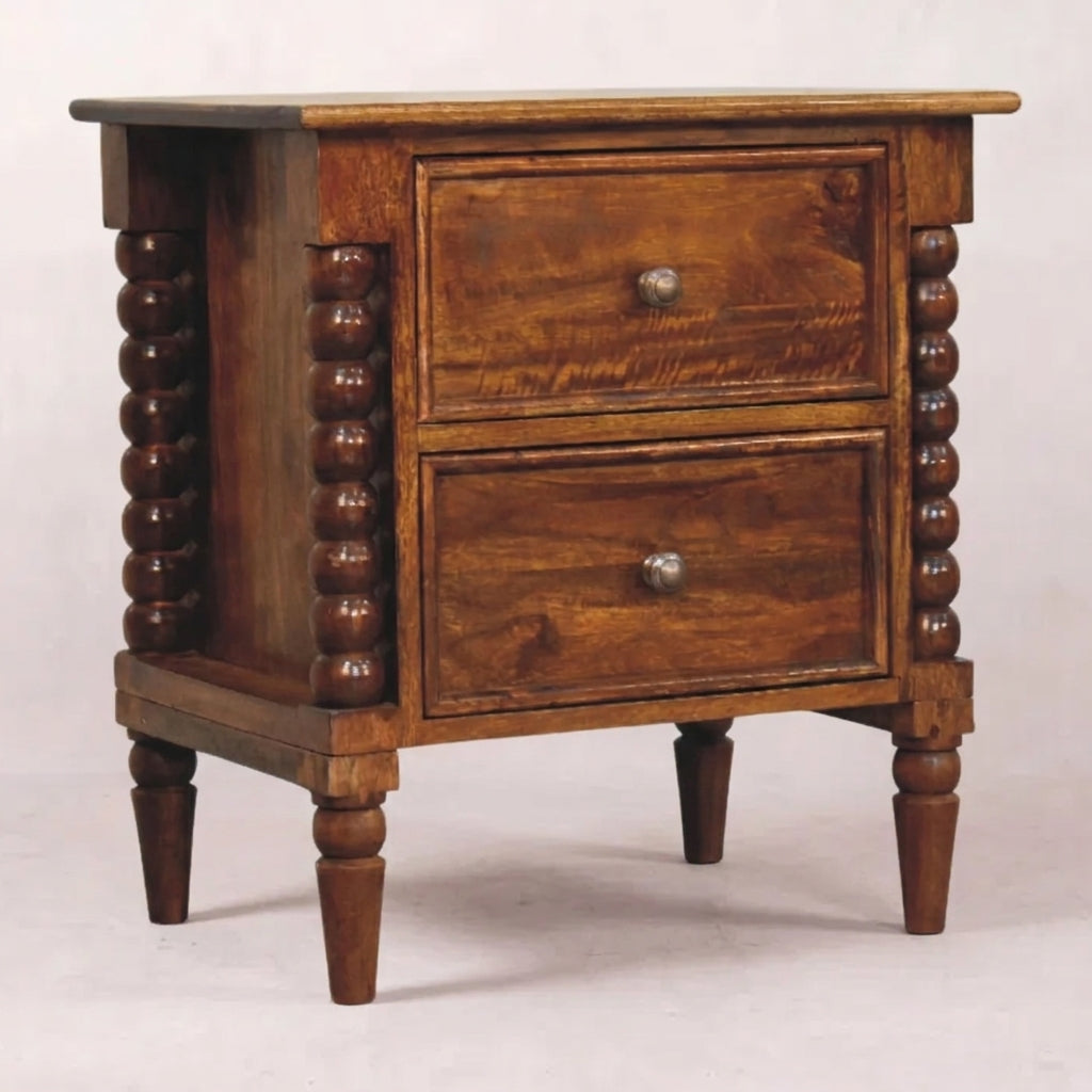 Solid Wood Chestnut Nightstand Table