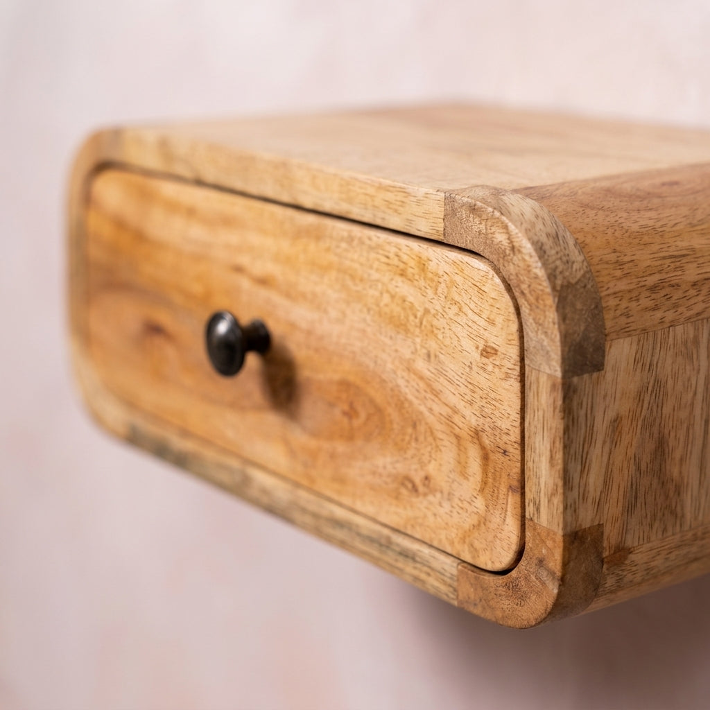 Avora Mini Wall-Mounted Oak-ish 1 Drawer Nightstand