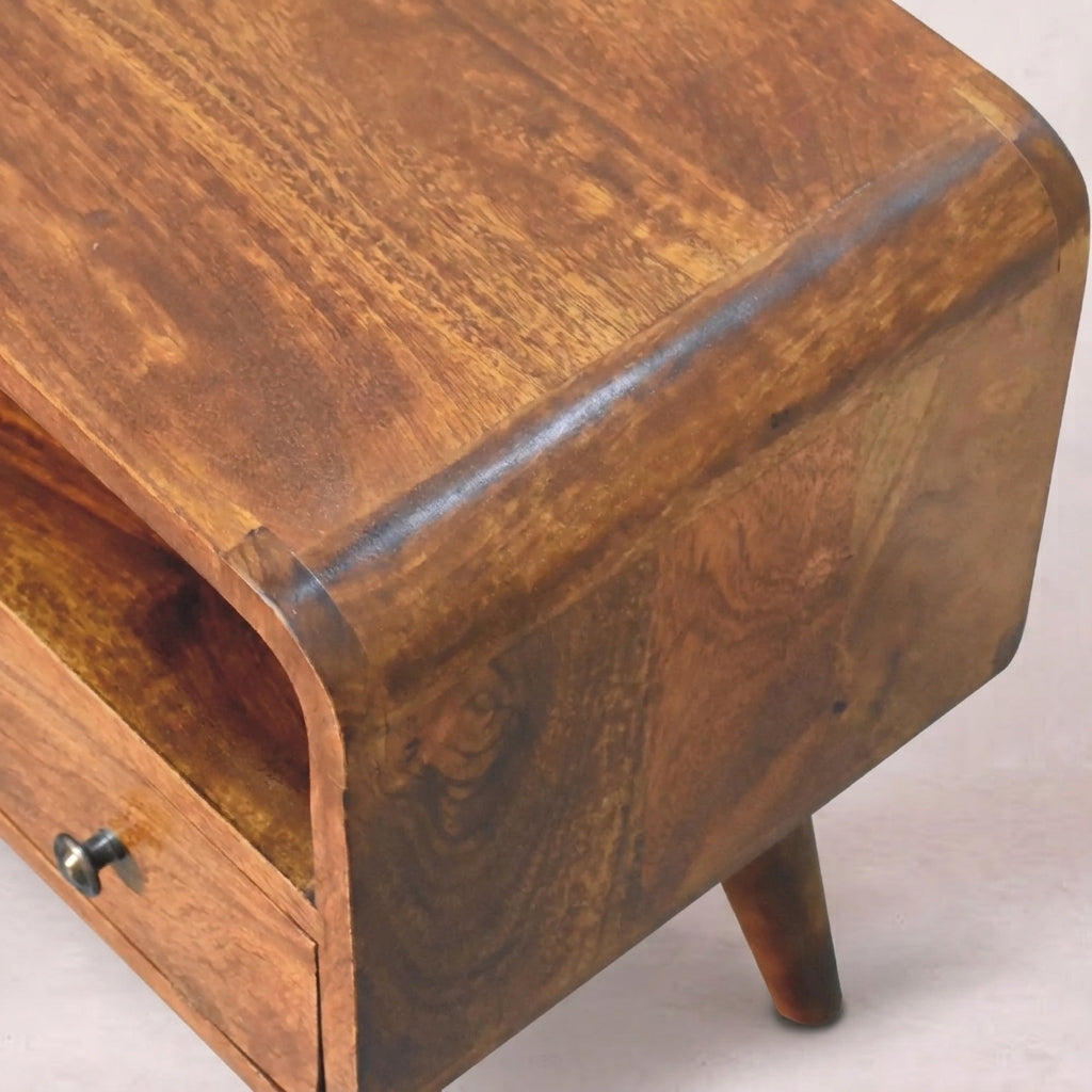 Mini Chestnut Curved Media Unit