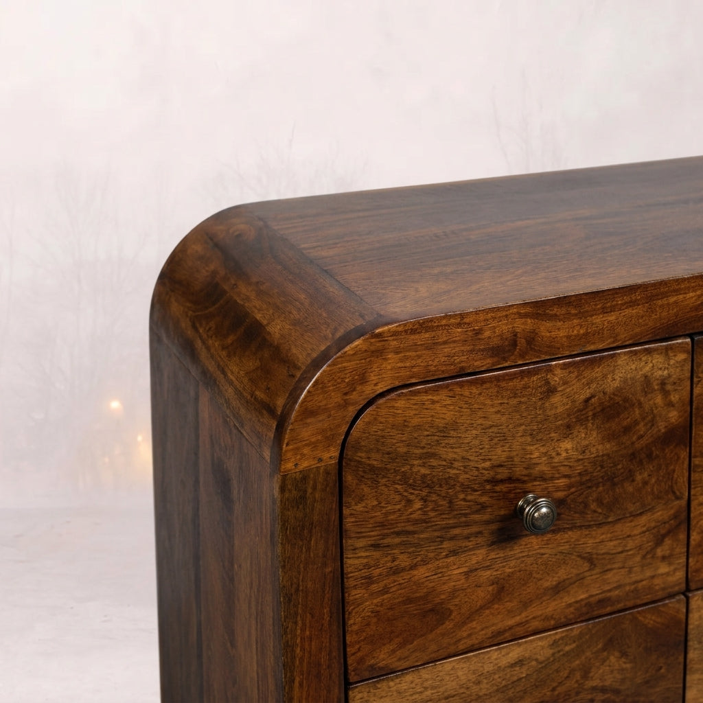 Solid Wood 6 Drawer Chest in Chestnut Finish