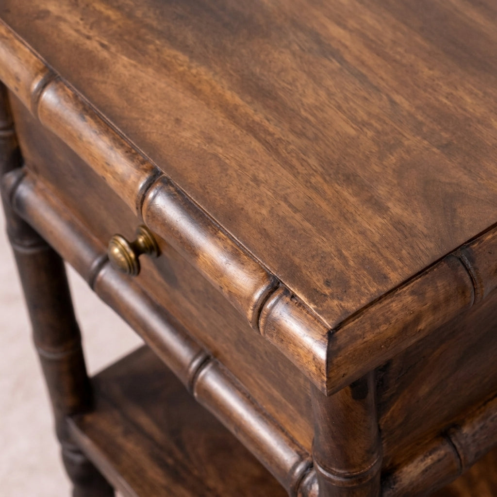 Bamboo Carved Bedside Table