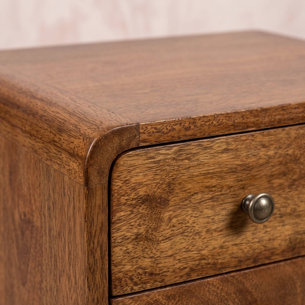 Curved Chestnut nightstand