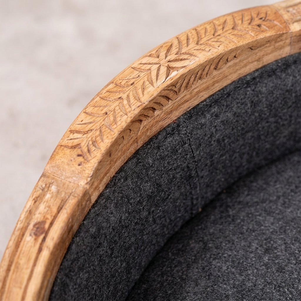 Carved Battleship Tweed Pet Bed