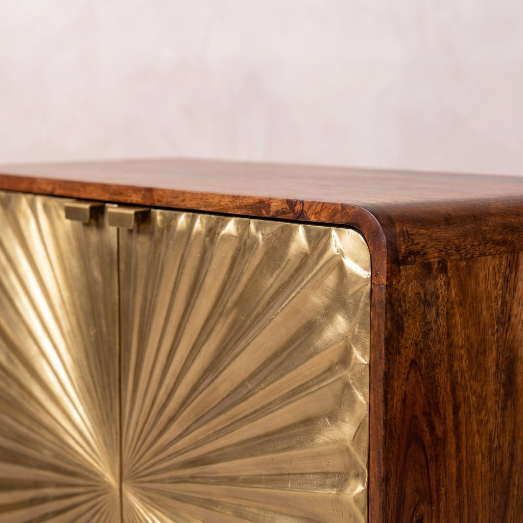 Avora Brass Embossed 2 Door Chestnut Cabinet