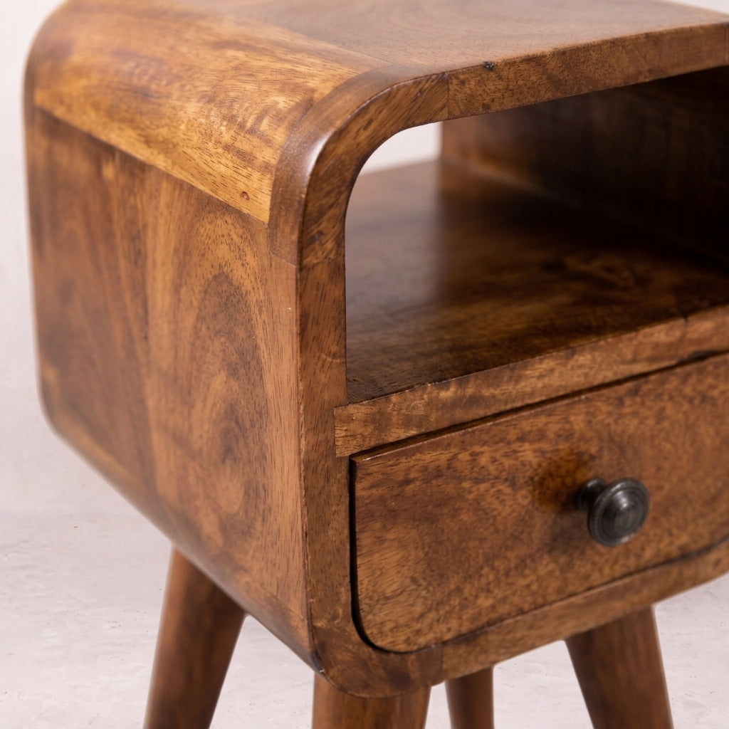 Extra Mini Chestnut Curve Open Slot Bedside