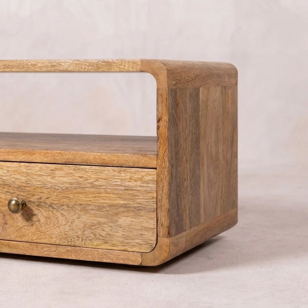 Curved Oak-ish Media Unit
