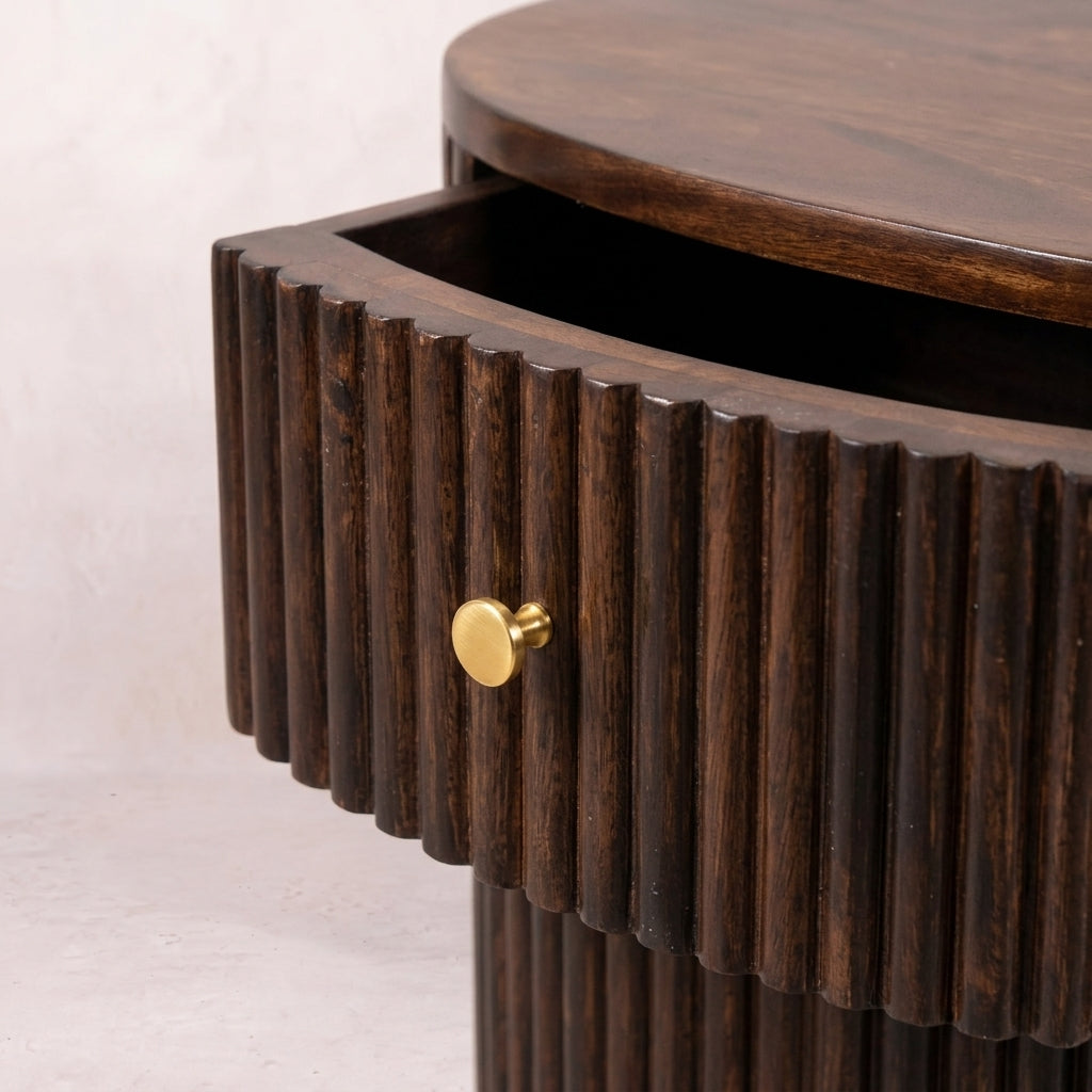 Curved Fluted 3-Drawer Bedside