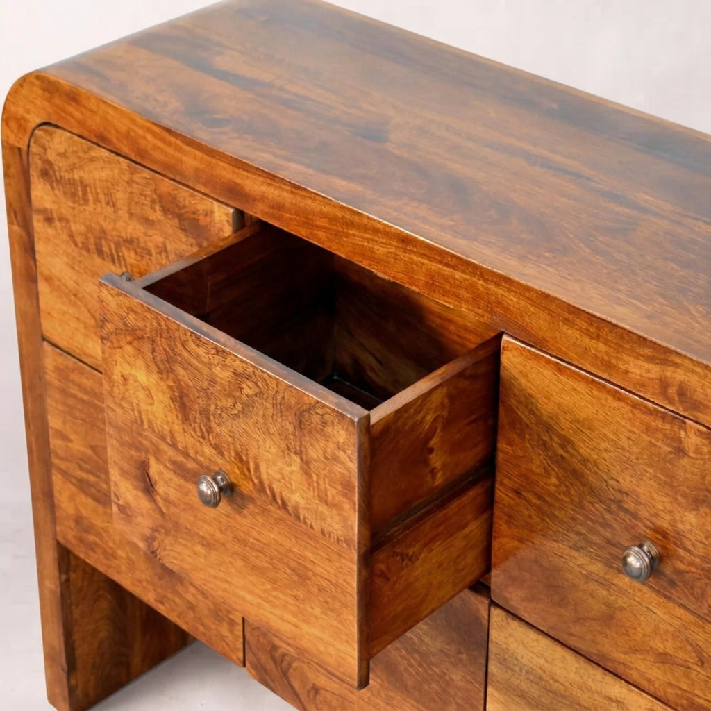 Solid Wood 6 Drawer Chest in Chestnut Finish