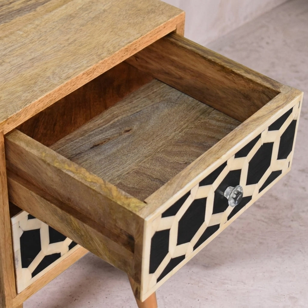 Mini Bone Inlay 2 Drawer Bedside