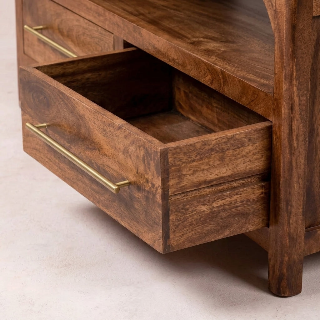 Almond Solid Wood Arc Media Console
