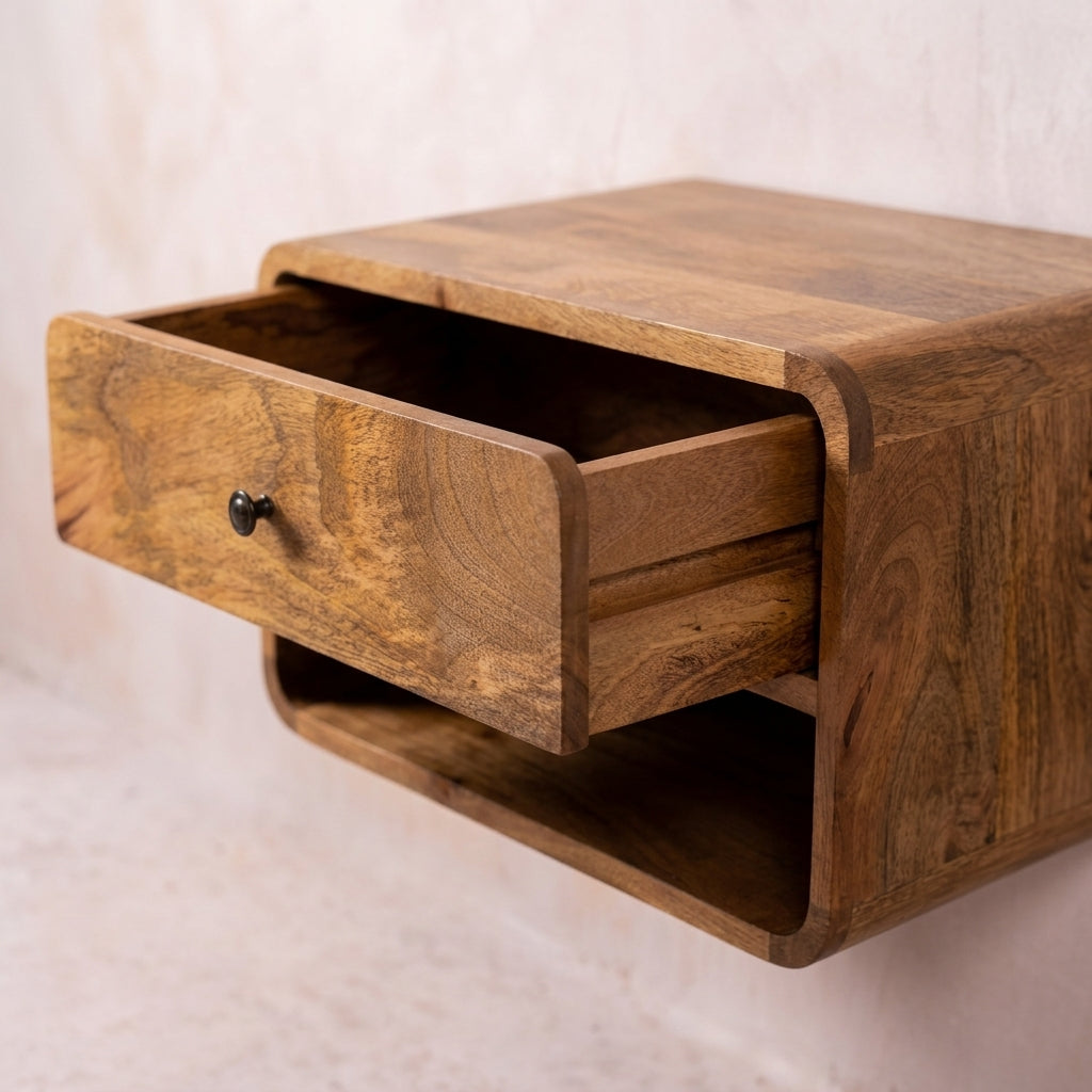 Large Floating Curve Open Slot Bedside