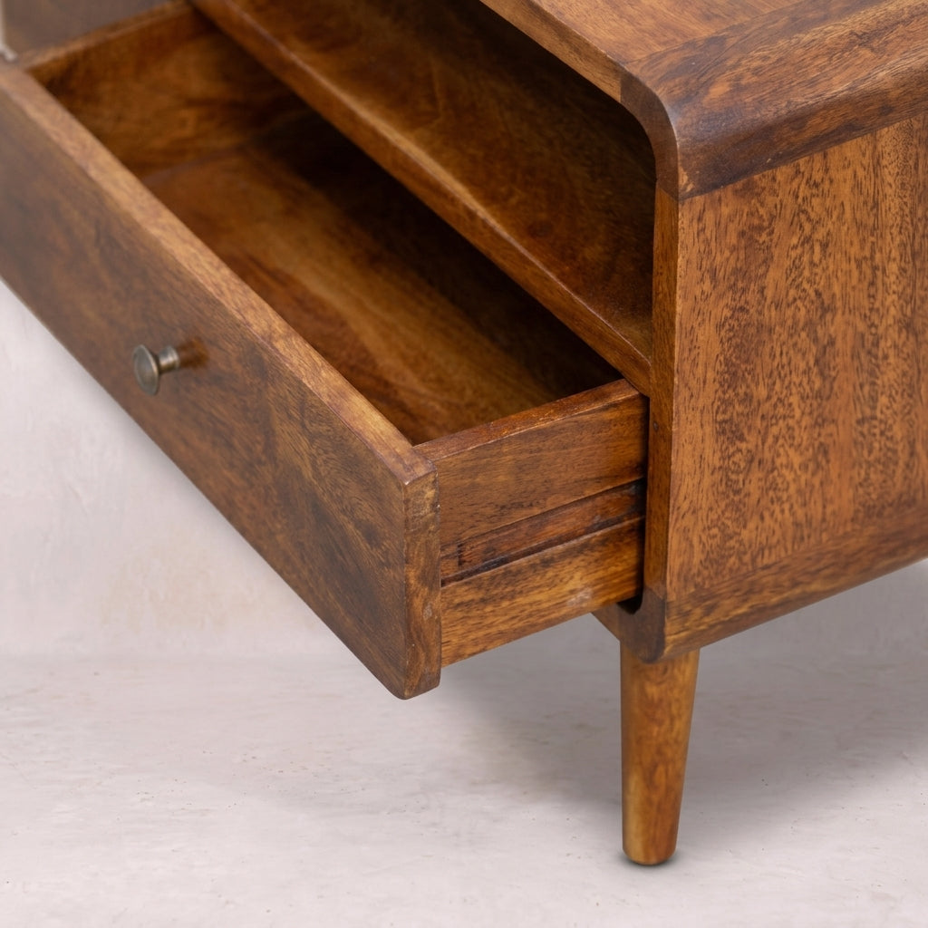 Curved Chestnut Media Unit