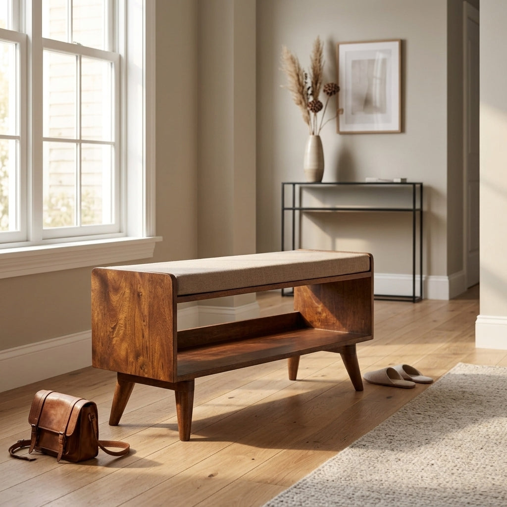 Mud Linen Nordic Storage Bench