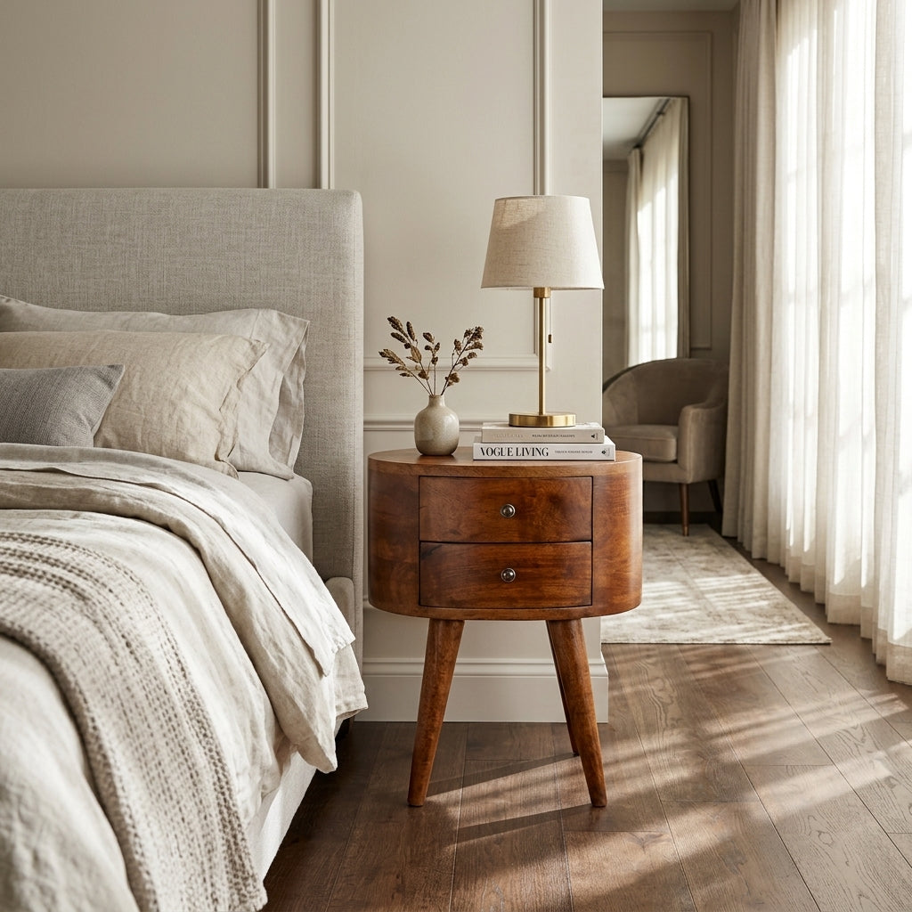 Chestnut Rounded nightstand Table