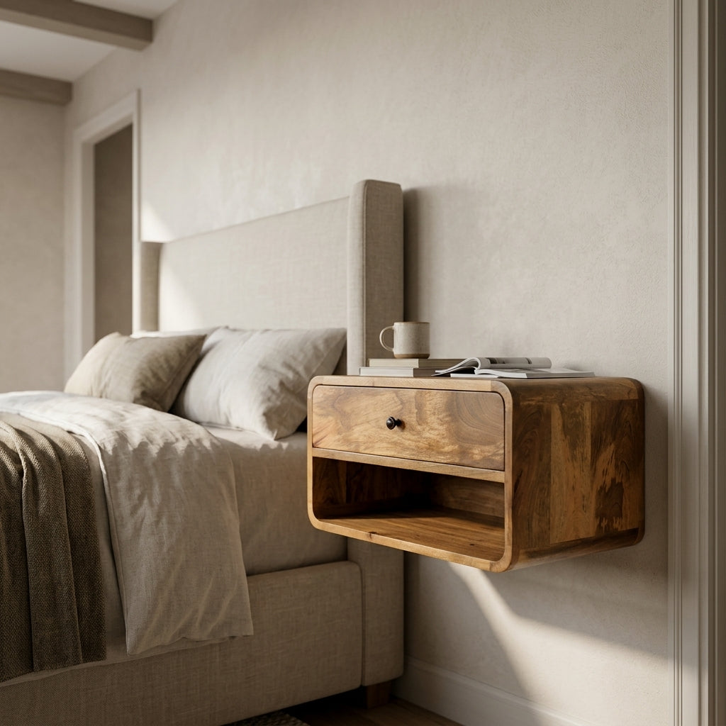 Large Floating Curve Open Slot Bedside