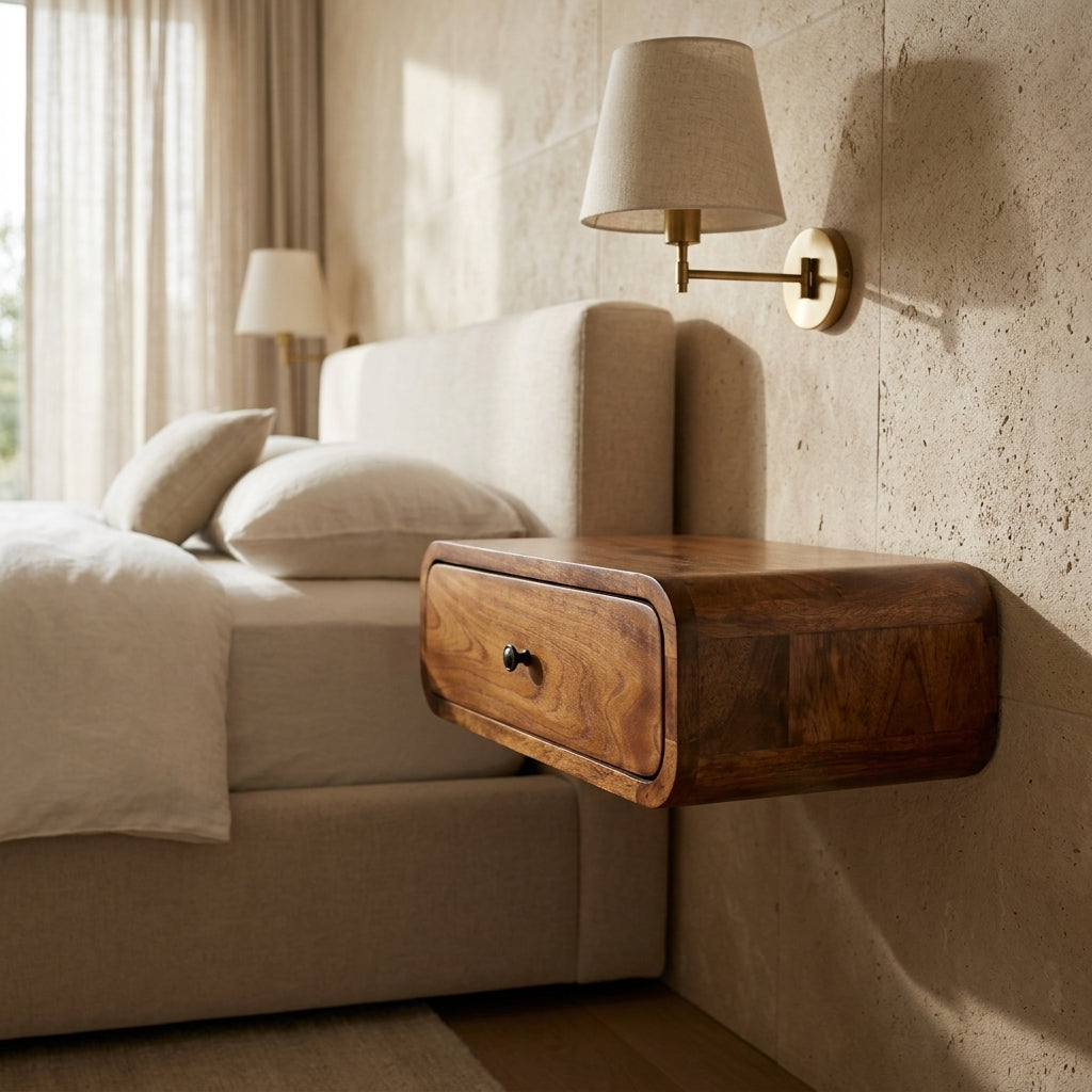 Avora Wall-Mounted Chestnut 1 Drawer Nightstand