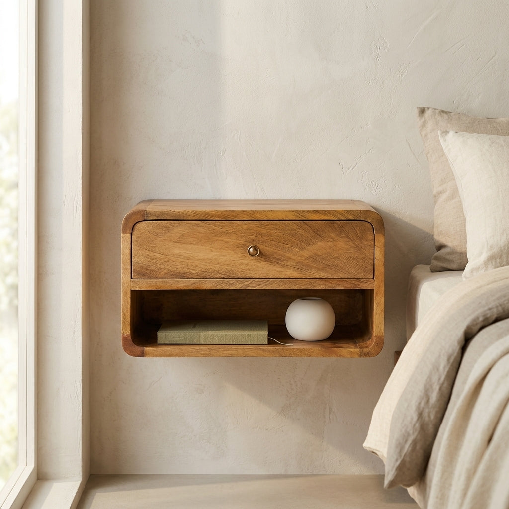 Floating Curve Open Slot nightstand
