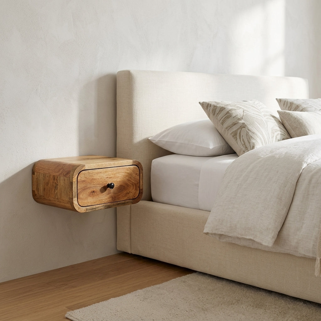 Avora Mini Wall-Mounted Oak-ish 1 Drawer Nightstand